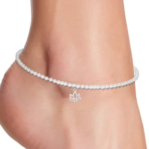 Lotus Charm Beaded Anklet