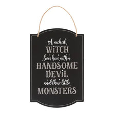 Load image into Gallery viewer, Wicked Witch Family Hanging Halloween Sign