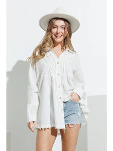Pleated Button Up Shirt