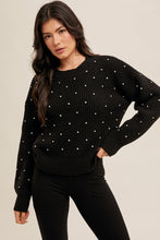 Load image into Gallery viewer, Rhinestone Crew Neck Sweater