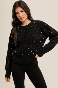 Rhinestone Crew Neck Sweater