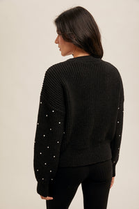 Rhinestone Crew Neck Sweater