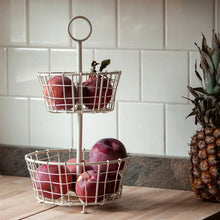 Load image into Gallery viewer, Small Tiered Metal Basket, White