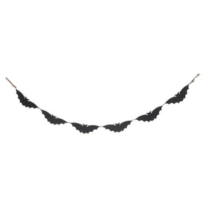 Wood 39.37 in. Black Halloween Bat Garland