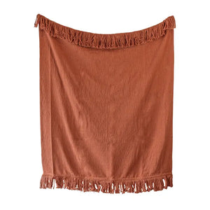 Hand Woven Mattie Throw, Rust
