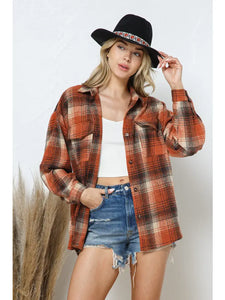 Rust Plaid Button Down Shirt