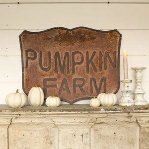 Metal Distressed Pumpkin Farm Crest Sign