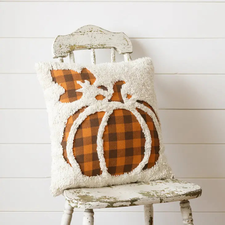 Latch and Hook Plaid Pumpkin Pillow