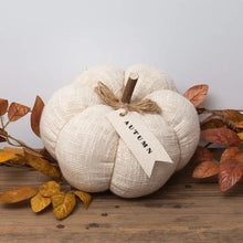 Load image into Gallery viewer, Cream Knit Pumpkin with Fabric Tag, 2 Sizes