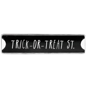 Metal Black Halloween Embossed Road Sign Decor