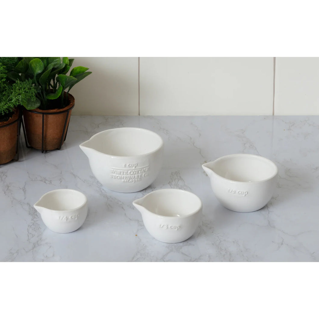 White Cottage Stoneware Measuring Cups (Set of 4)