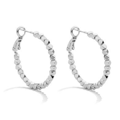 Silver Faceted Hoops
