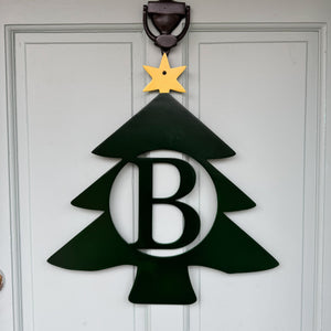 Monogram Christmas Tree Door Hanger