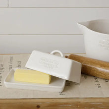 Load image into Gallery viewer, White Cottage Stoneware Butter Dish