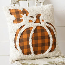 Load image into Gallery viewer, Latch and Hook Plaid Pumpkin Pillow
