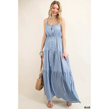 Load image into Gallery viewer, Button Down Tiered Dress-Blue