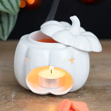 Load image into Gallery viewer, White Fall Pumpkin Halloween Oil Burner and Wax Warmer