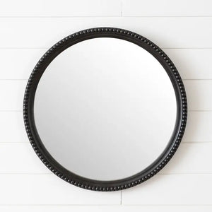Black Beaded Round Mirror