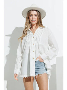 Pleated Button Up Shirt