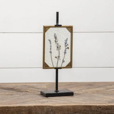 Pressed Flower Gold Frame On Black Stand