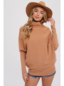 Slouch Neck Dolman Pullover-Toast