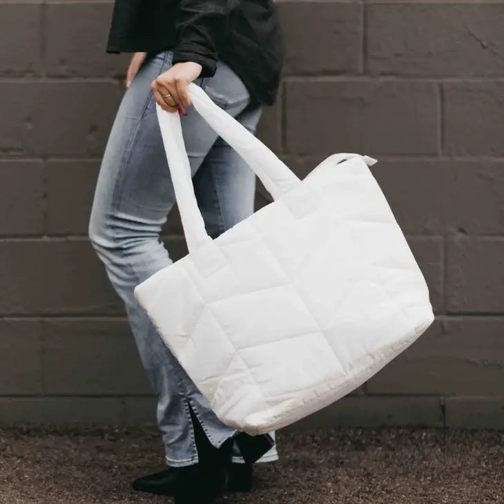 Naomi Nylon Tote Bag, White