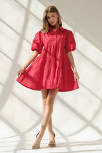 Load image into Gallery viewer, Puff Sleeve Tiered Dress, Red