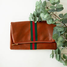 Load image into Gallery viewer, Green &amp; Red Stripe Foldover Clutch