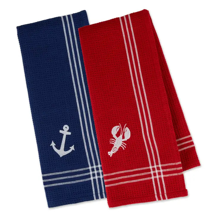 Nantucket Embroidered Dishtowels, 2 Styles