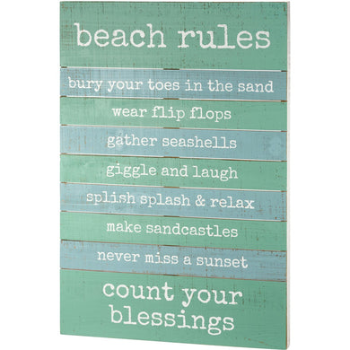 Beach Rules Slat Sign