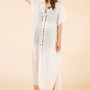Talley Crochet Accent Long Cover-up, 3 Colors