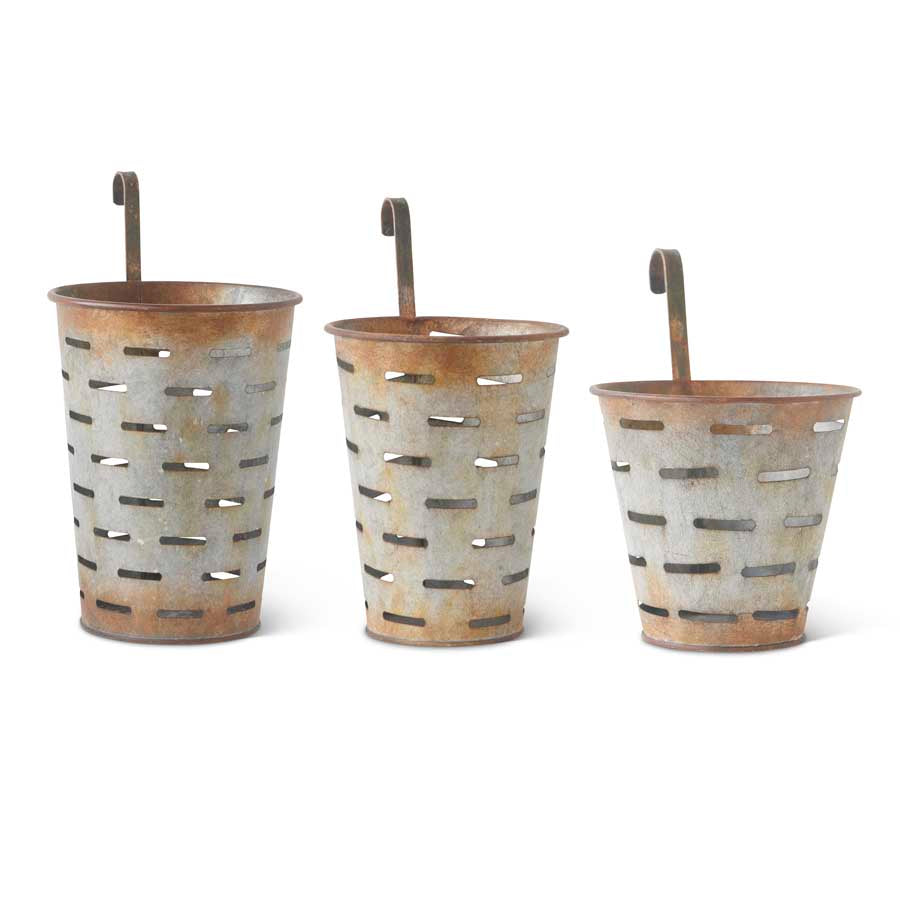 Metal Hanging Olive Buckets (3 Sizes)