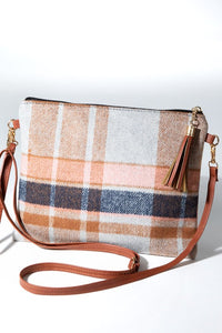Grey Plaid Crossbody Bag
