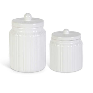 Ceramic White Ribbed Canisters (2 Sizes)