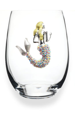 Aurora Borealis Jeweled Mermaid Stemless Wine Glass