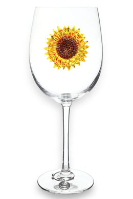 Sunflower Jeweled Stemless Wine Glass