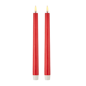 Uyuni 11 inch Red Taper LED Candles, Set of 2 - Remote Ready