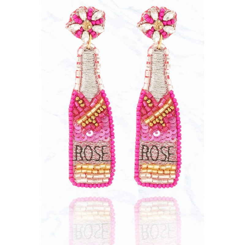 Beaded Rose Earrings