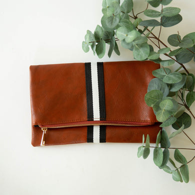 Black & White Stripe Foldover Clutch