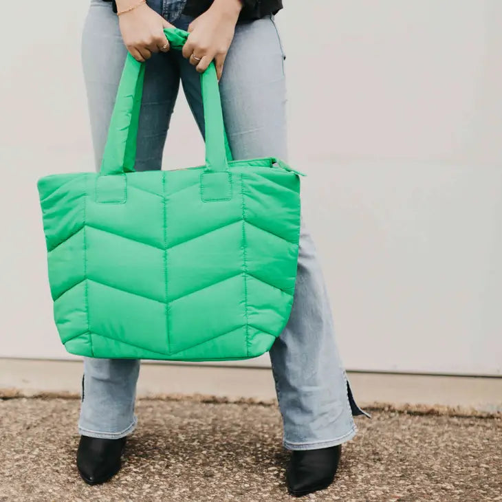 Naomi Nylon Tote Bag, Emerald