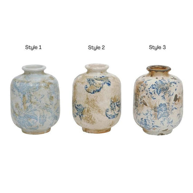 Round Terracotta Distressed Vases (3 Styles)