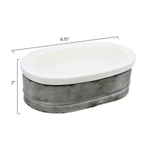 Load image into Gallery viewer, Galvanized Metal and Stoneware Soap Dish