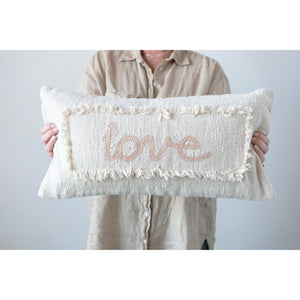 Eyelash Fringe "Love" Pillow