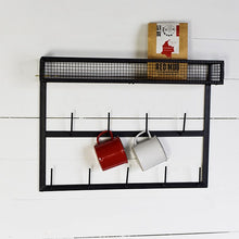 Load image into Gallery viewer, Tin Wall Mug Rack &amp; Shelf