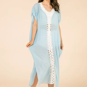 Talley Crochet Accent Long Cover-up, 3 Colors