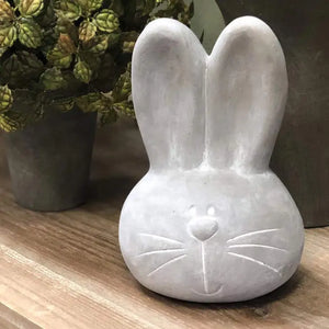 Cement Bunny Head Figurine