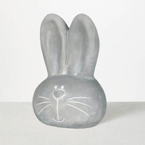 Cement Bunny Head Figurine