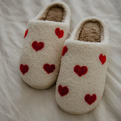 Hearts Fuzzy Slippers