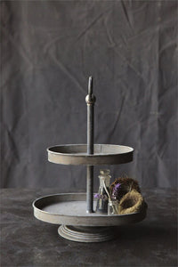 Metal 2-Tier Tray, Zinc Finish