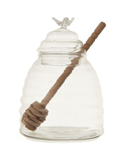 Load image into Gallery viewer, Glass Honey Jar w/Wood Honey Dipper